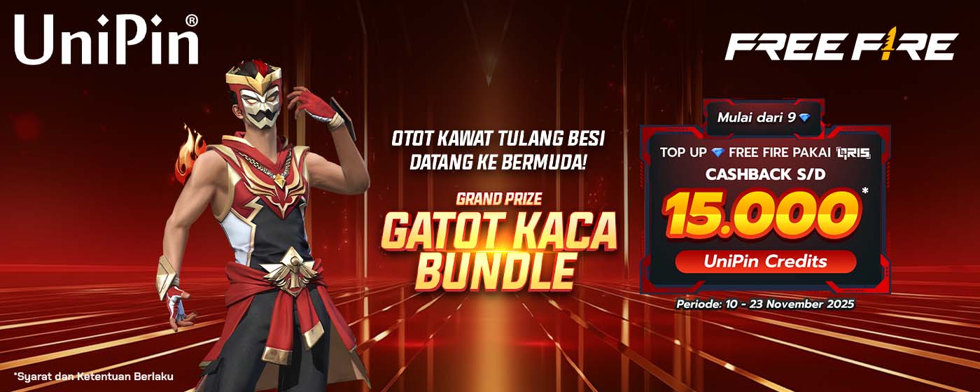 Top Up Diamonds Free Fire dan Dapatkan Gatot Kaca Bundle! Bayar Pakai QRIS, Dapat Cashback s/d 15.000 UniPin Credits di UniPin!